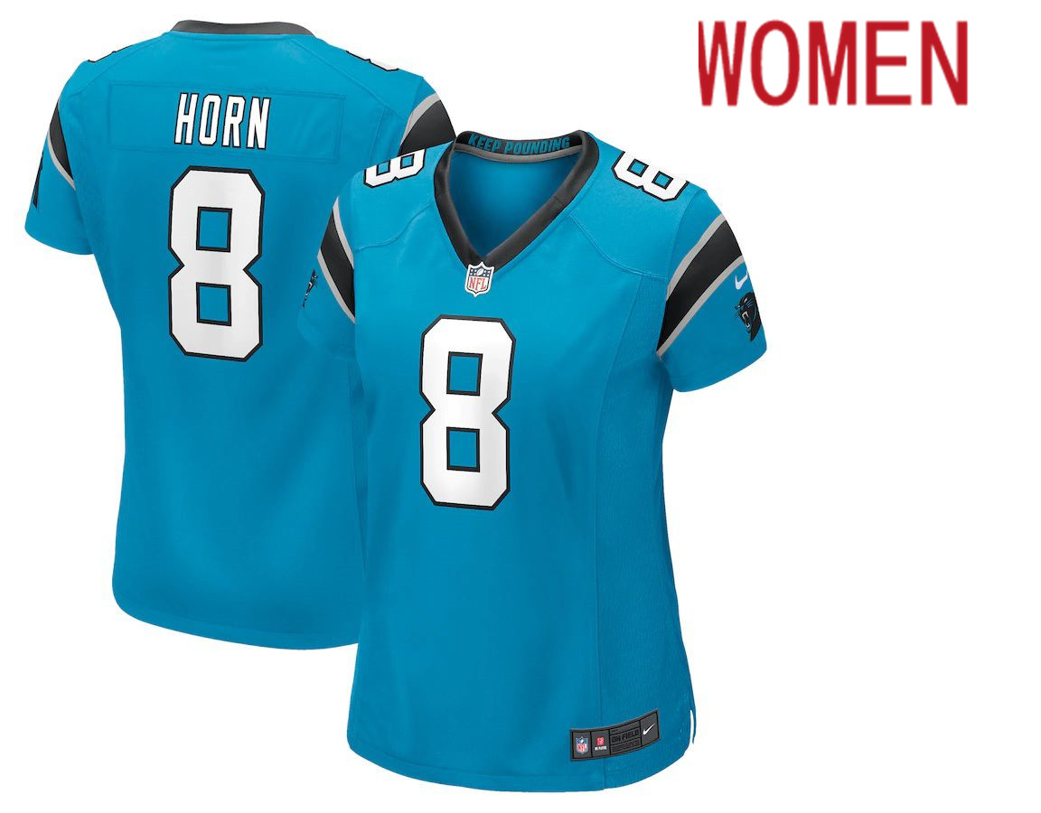Women Carolina Panthers #8 Jaycee Horn Nike Blue Game Player NFL Jersey->women nfl jersey->Women Jersey